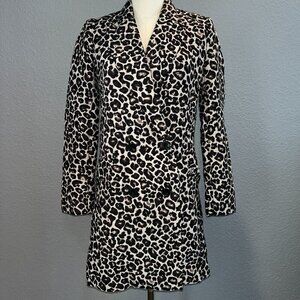 ANTHROPOLOGIE Leopard Animal Print Double Breasted Jacket Coat - EUC - Size 0